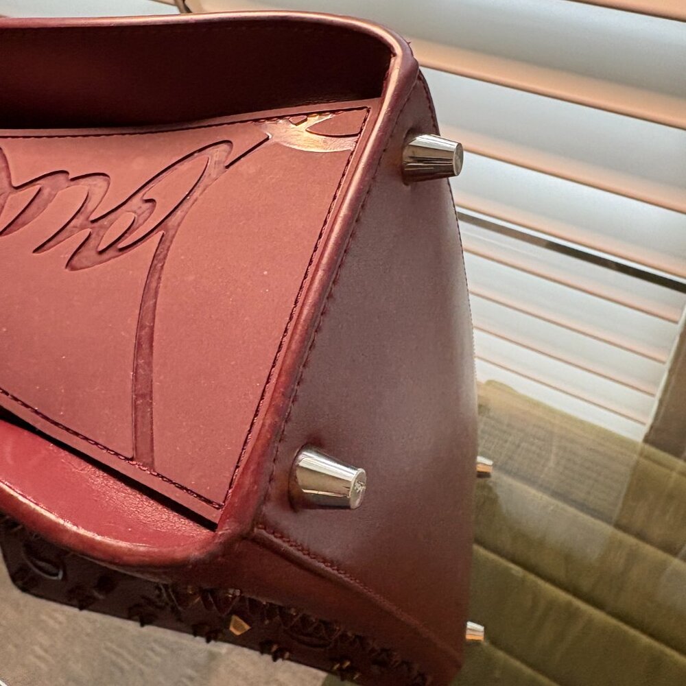 Christian Louboutin Paloma Studded Medium Bag Bordeaux Excellent Condition - Picture 8 of 14
